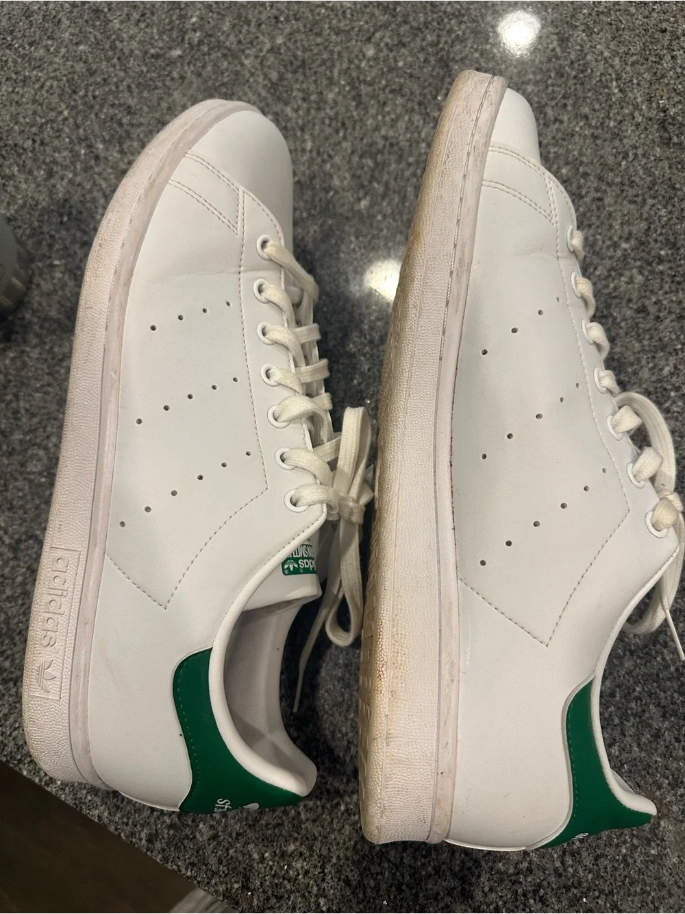 adidas Stan Smith White Leather Sneakers with Green Accent - Men size 12